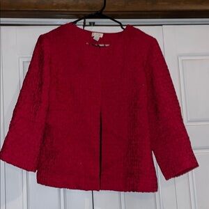 Chico's Red Blazer with Textured Fabric and Relaxed Fit